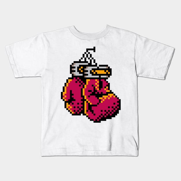 Boxing Gloves Pixel Art Kids T-Shirt by CyberRex